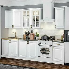 Кухонный гарнитур Престиж Браш Вайт/Белый 2140x2000x600 (Кастилло темный)