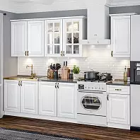 Кухня Престиж 2,0/900м (490) Компоновка №3 (Браш Вайт, Белый (Кастилло темный))
