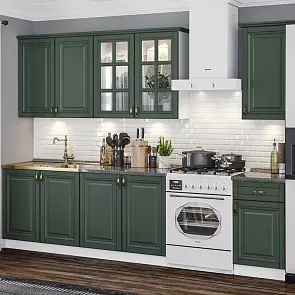 Кухня Престиж 2,0/900м (490) Компоновка №3 (Зеленый, Белый (Антарес))