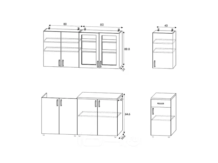 Кухня Престиж 2,0/900м (490) Компоновка №3 (Зеленый, Белый (Антарес))