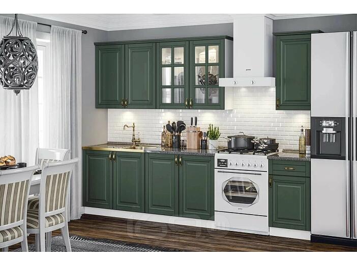 Кухня Престиж 2,0/900м (490) Компоновка №3 (Зеленый, Белый (Антарес))