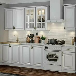 Кухонный гарнитур Престиж Жемчуг шервуд/Белый 2140x2000x600 (Антарес)