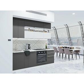 Модульный кухонный гарнитур Фьюжн-01 Silky White, Stormy Silk/Белый 2340x2300x600