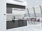Модульный кухонный гарнитур Фьюжн-01 Silky White, Stormy Silk/Белый 2340x2300x600