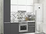 Модульный кухонный гарнитур Фьюжн-06 Silky White, Stormy Silk/Белый 2340x2000x600