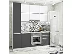Модульный кухонный гарнитур Фьюжн-06 Silky White, Stormy Silk/Белый 2340x2000x600