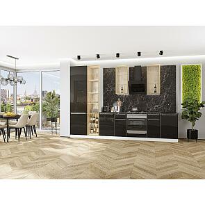 Модульный кухонный гарнитур Фьюжн-08 Anthracite/Белый 2340x3400x600 Полки стекло