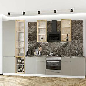 Модульный кухонный гарнитур Фьюжн-08 Silky Grey/Белый 2340x3400x600