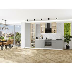Модульный кухонный гарнитур Фьюжн-08 Silky Light Grey/Белый 2340x3400x600