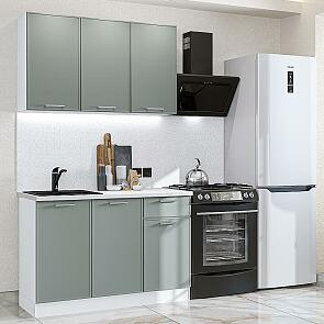 Кухня прямая Квадро-03 Аквамарин/Белый 2140*1200*600