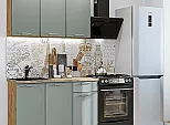 Модульный кухонный гарнитур Квадро-03 Аквамарин/Дуб Вотан 2140x1200x600
