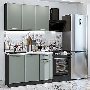 Кухня прямая Квадро-03 Аквамарин/Graphite 2140*1200*600