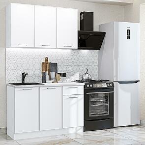 Кухня прямая Квадро-03 Белый/Белый 2140*1200*600