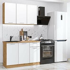 Кухня прямая Квадро-03 Белый/Дуб Вотан 2140*1200*600