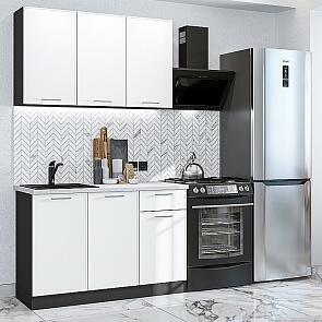 Кухня прямая Квадро-03 Белый/Graphite 2140*1200*600