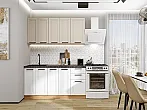 Модульный кухонный гарнитур Нео-01 Cream Silk, White Silk/Дуб Вотан 2140x1600x600