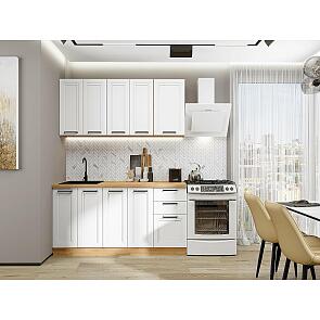 Модульный кухонный гарнитур Нео-01 White Silk/Дуб Вотан 2140x1600x600