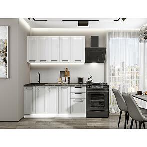 Модульный кухонный гарнитур Нео-01 Grey Silk, White Silk/Белый 2140x1600x600