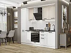 Модульный кухонный гарнитур Нео-02 Cream Silk, White Silk/Белый 2140x2300x600