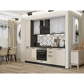 Модульный кухонный гарнитур Нео-02 Cream Silk, Grey Silk/Graphite 2140x2300x600