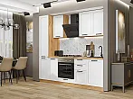 Модульный кухонный гарнитур Нео-02 White Silk/Дуб Вотан 2140x2300x600