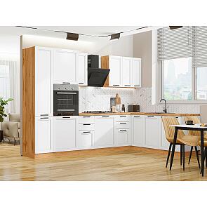 Модульный кухонный гарнитур Нео-03 White Silk/Дуб Вотан 2140x3000/2100x600