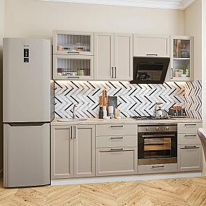 Кухня прямая Сканди-02 Cream Silkwood/Белый 2140*2200*600