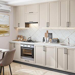 Кухня прямая Сканди-03 Cream Silkwood/Graphite 2340*2600*600