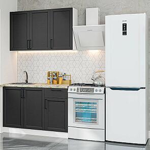 Кухня прямая Сканди-05 Stormy Silkwood/Белый 2140*1200*600