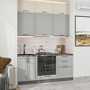 Кухня прямая Сканди-06 Cream Silkwood/Grey Silkwood/Graphite 2500*1800*600