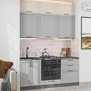 Модульный кухонный гарнитур Сканди-06 Cream Silkwood, Grey Silkwood/Graphite 2500x1800x600
