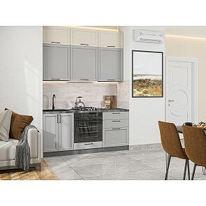 Модульный кухонный гарнитур Сканди-06 Cream Silkwood, Grey Silkwood/Graphite 2500x1800x600