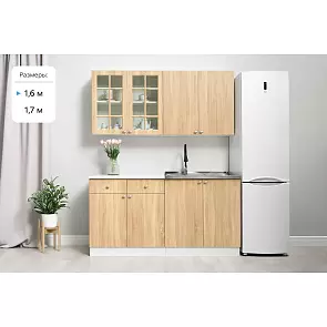 Кухонный гарнитур Техно-1 Дуб сонома/Белый 2140x1600x600 (Антарес)