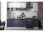 Кухонный гарнитур Техно Белый глянец, Мрамор темный/Белый 2140x2000x600 (Антарес)