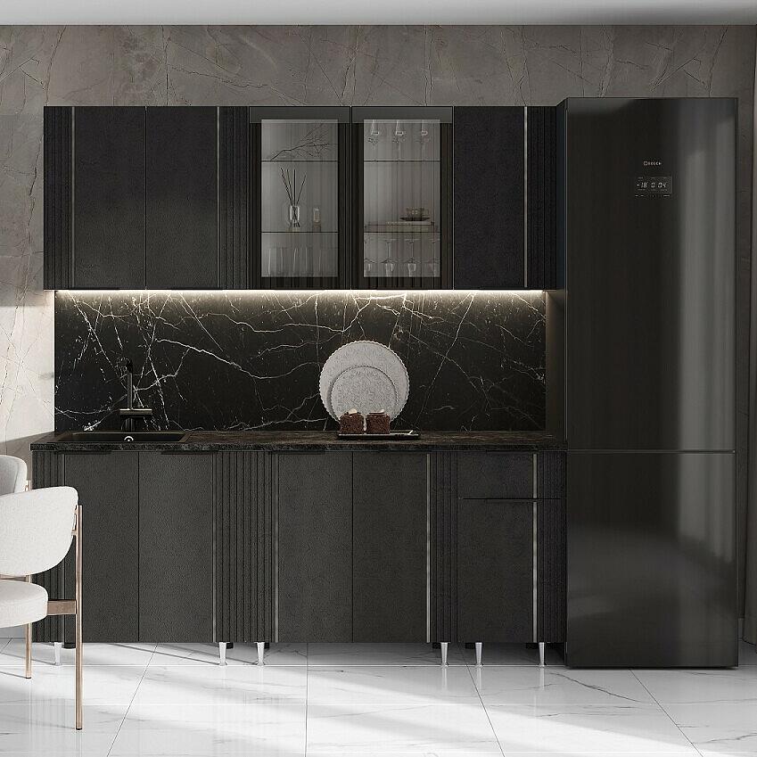 Кухня Виктория 20м 490 Пластер Блэк Белый Кастилло темный 30826₽