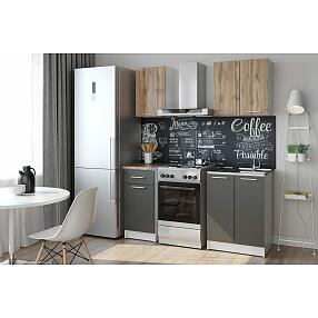 Кухонный гарнитур НИКА Графит/Дуб Вотан 1L
