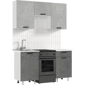 Кухонный гарнитур Рио Бетон светлый, Бетон темный/Белый 2140x1500x600 (Антарес)