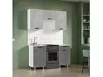 Кухонный гарнитур Рио Бетон светлый, Бетон темный/Белый 2140x1500x600