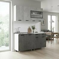 Кухонный гарнитур Рио Бетон светлый, Бетон темный/Белый 2140x1600x600 (Антарес)