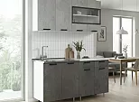 Кухонный гарнитур Рио Бетон темный, Бетон светлый/Белый 2140x1600x600