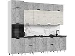 Кухонный гарнитур Рио Бетон светлый, Дуб Крафт/Белый 2500x3000x600 (Кастилло темный)