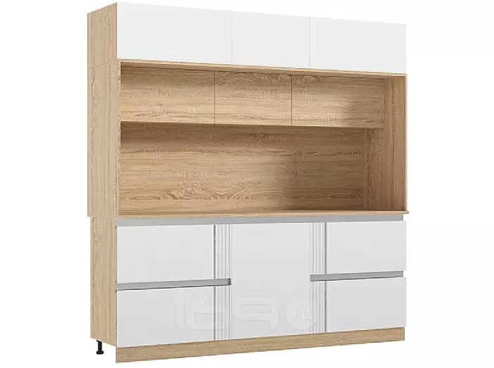 МДФ Кухня Карина Центральная секция 2200 (Пластер Бьянко, Сонома)