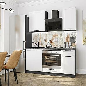 Модульный кухонный гарнитур Барселона-06 Белый/Graphite 2140x1600x600