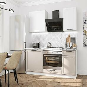 Модульный кухонный гарнитур Барселона-06 Белый, Кашемир/Белый 2140x1600x600