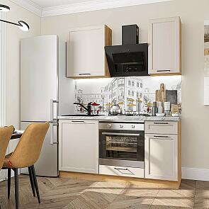 Модульный кухонный гарнитур Барселона-06 Кашемир/Дуб Вотан 2140x1600x600