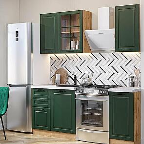 Модульный кухонный гарнитур Дублин-04 Special Green/Дуб Вотан 2140x1300x600