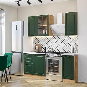Модульный кухонный гарнитур Дублин-04 Special Green/Дуб Вотан 2140x1300x600