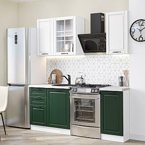 Модульный кухонный гарнитур Дублин-04 Special White, Special Green/Белый 2140x1300x600