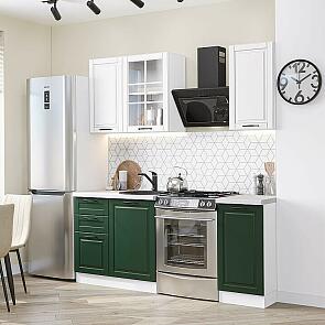 Модульный кухонный гарнитур Дублин-04 Special White, Special Green/Белый 2140x1300x600