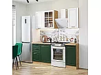 Модульный кухонный гарнитур Дублин-04 Special White, Special Green/Дуб Вотан 2140x1300x600